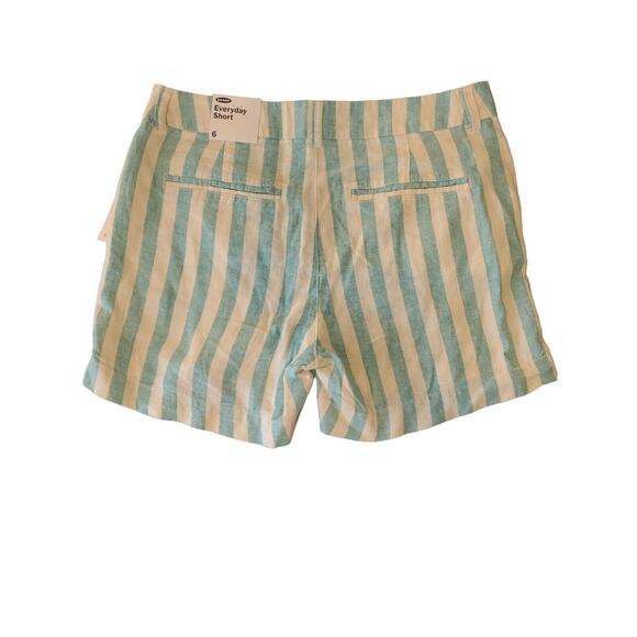 Old Navy Everyday Shorts 5" Inseam Linen Blend Striped Size 6 NWT - Picture 2 of 7